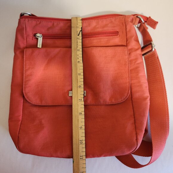 Baggallini Vibrant Melon Medium Size Multi Pocket Cross Body Bag 11X8X4 - Picture 13 of 16